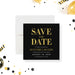 corporate 40th anniversary save the date card with black background and gold-colored typography for a business celebration-front