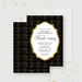 Personalized corporate awards ceremony invitation with black and gold pattern, ornate frame, company name, and event details-front-back