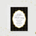 Personalized corporate awards ceremony invitation with black and gold pattern, ornate frame, company name, and event details-front