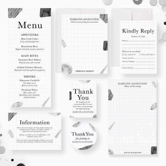 Corporate Event Invitation Cocktails Conversation Modern Invite