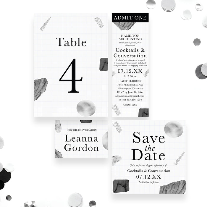 Corporate Event Invitation Cocktails Conversation Modern Invite