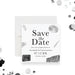 Modern abstract corporate save the date card for cocktails and conversation event with minimalist design-front