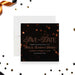 corporate dinner save the date card for an annual company event with a black background and warm confetti-style accents-front