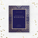 Corporate gala bid book digital template featuring gold geometric design on navy background