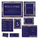 Corporate gala digital invitation set featuring gold geometric design on navy background