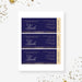 Corporate gala ticket card sheet with elegant gold navy geometric design