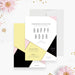 modern corporate happy hour invitation with pink yellow black and gold geometric color block design for a business cocktail party-front-back