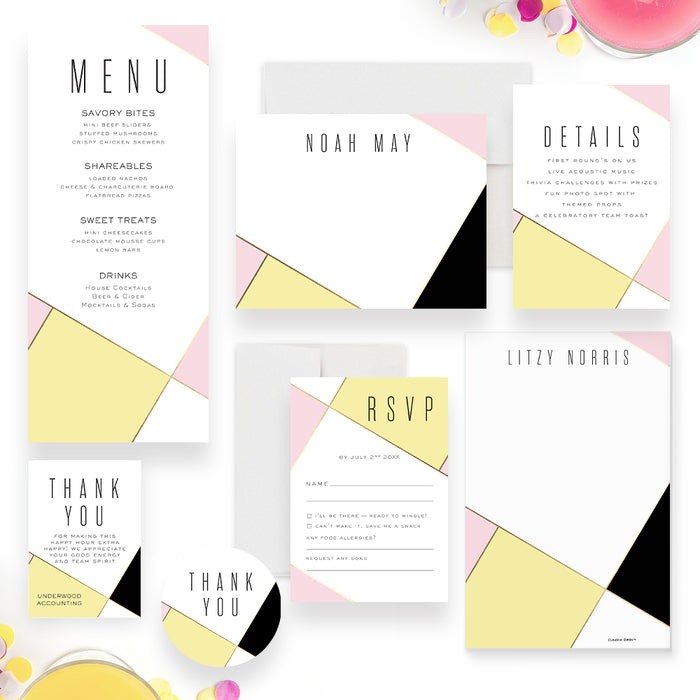 Corporate Happy Hour Invitation Modern Cocktail Party Invite