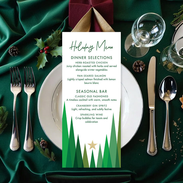 Corporate Holiday Party Invitation Modern Green Trees