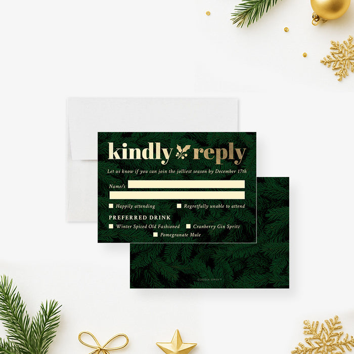 Corporate Holiday Party Invitation Evergreen Gold