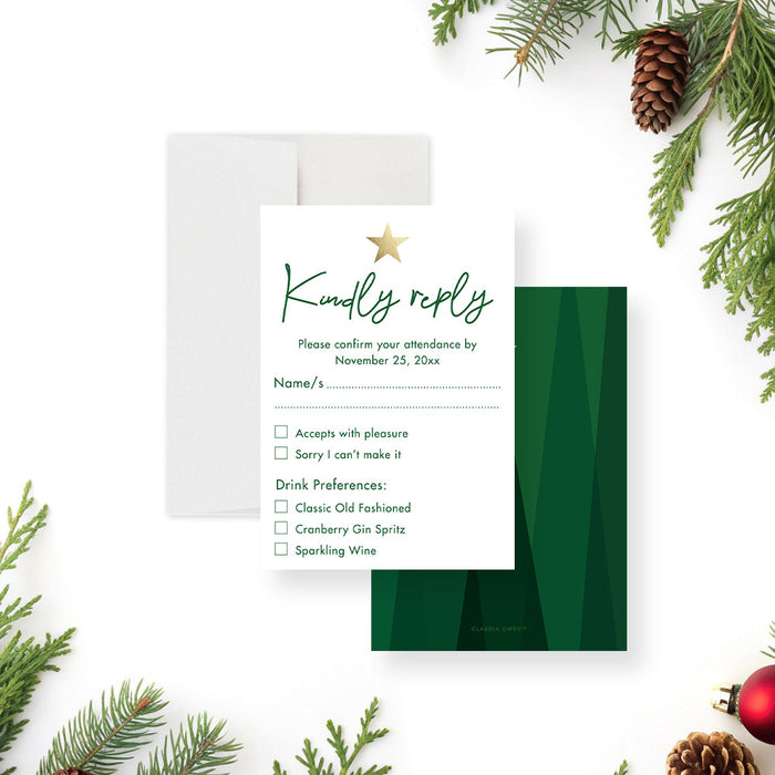 Corporate Holiday Party Invitation Modern Green Trees