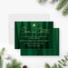 corporate holiday party save the date card with modern green tree artwork, gold star, and custom event details-front-back