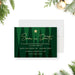 corporate holiday party save the date card with modern green tree artwork, gold star, and custom event details-front