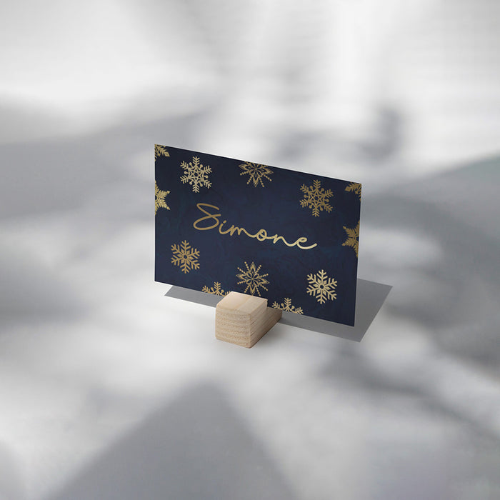 Corporate Holiday Invitation Card in Navy Blue with Beautiful Snowflakes, Elegant Christmas Team Dinner Invitations