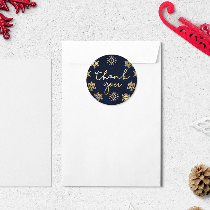 Corporate Holiday Invitation Card in Navy Blue with Beautiful Snowflakes, Elegant Christmas Team Dinner Invitations