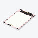 personalized corporate notepad with pink and black marble design, black header, gold accent details, and custom name-side
