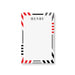 personalized corporate notepad with red, black, and gray geometric border design and custom name for office stationery