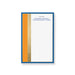Personalized professional notepad with blue, gold, and orange accents, ideal for company favors and business giveaways.