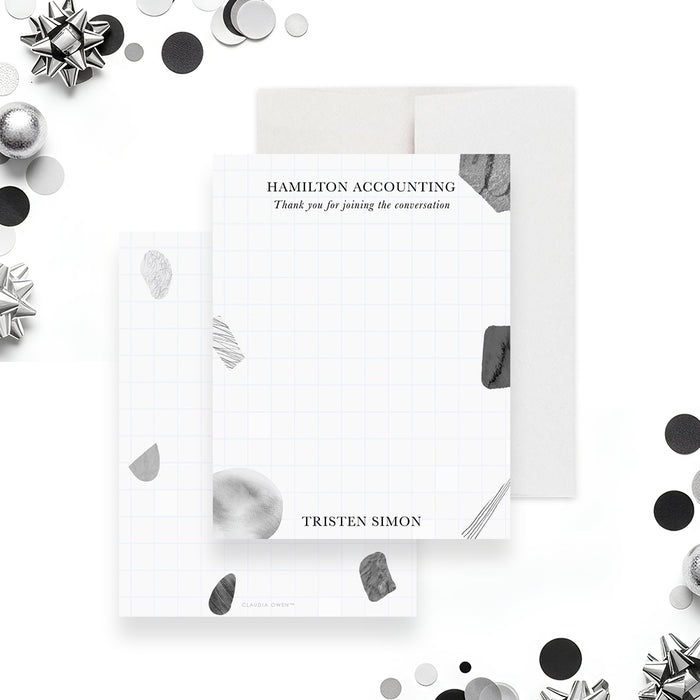 Modern abstract business thank you card with minimalist design, clean layout and professional style-front-back