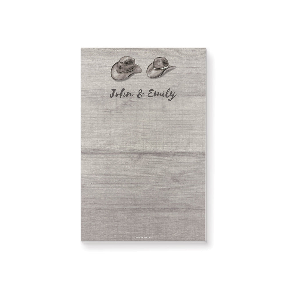 Western Wedding Notepad with Cowboy Hats Custom Name