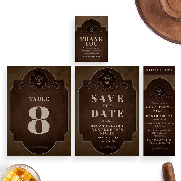 Cowboy Gentlemen’s Night Invitation Rustic Vintage Bachelor Party
