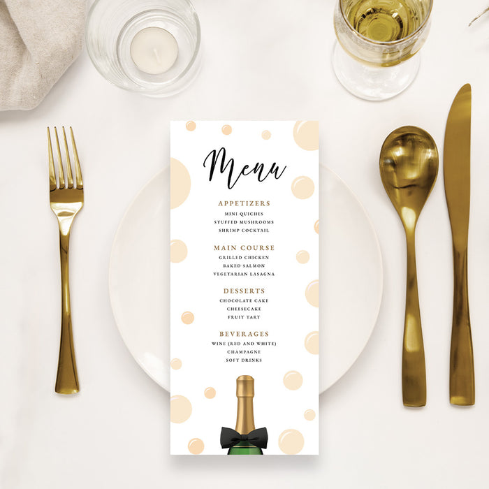 Bubbles and Bowties Birthday Invitation Card with Champagne Bottle, Creative Womens Birthday Invitations, Champagne Birthday Bash Invites