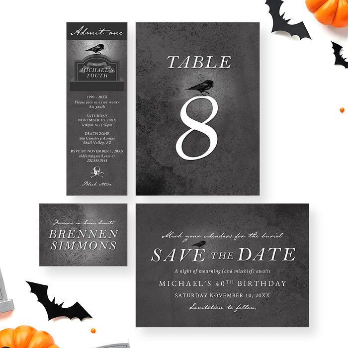 Gothic Tombstone Birthday Invitation for Halloween Party