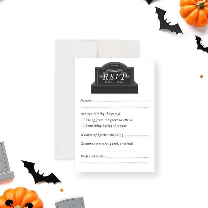 Gothic Tombstone Birthday Invitation for Halloween Party