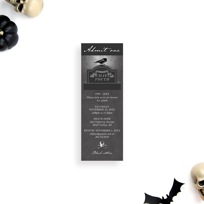 Gothic Tombstone Birthday Invitation for Halloween Party