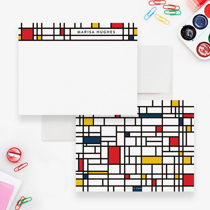 Custom geometric stationery note card set with envelopes