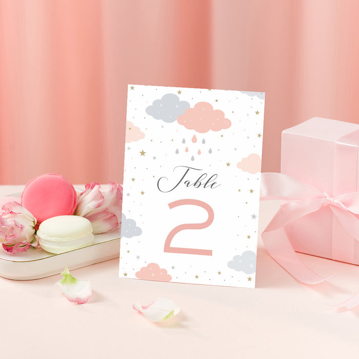 Cute Baby Shower Invitation Card with Rain Clouds, Cloudy Invites for Baby Shower Celebration with Raindrops