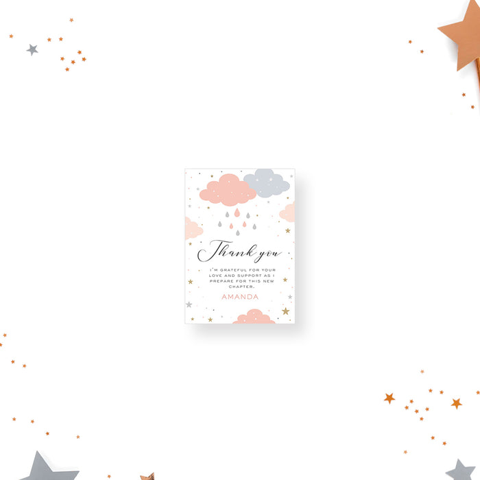 Cute Baby Shower Invitation Card with Rain Clouds, Cloudy Invites for Baby Shower Celebration with Raindrops