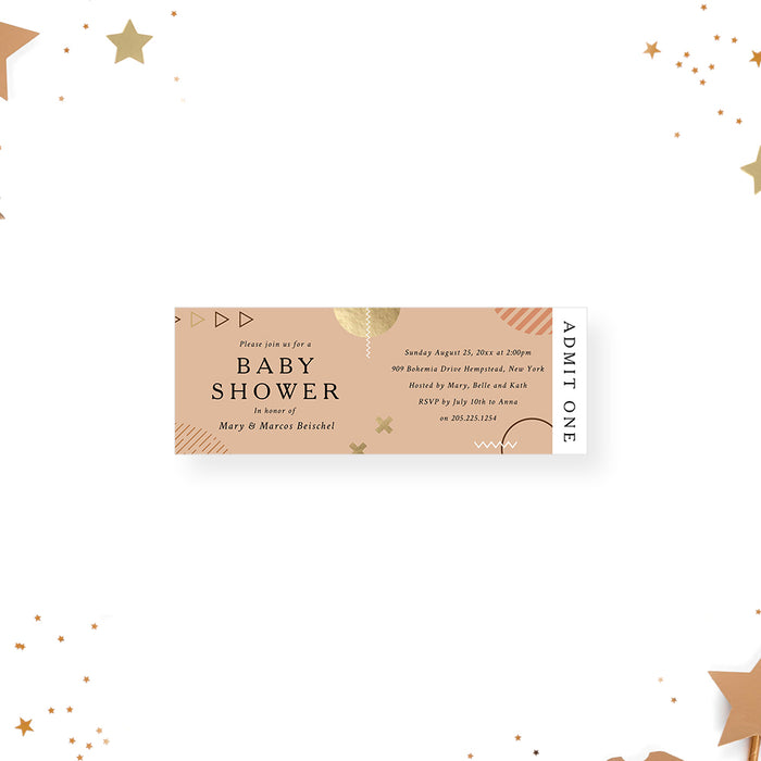 Gender Neutral Baby Shower Photo Invitation Card, Cute Baby Invitations with Picture in Earthy Colors