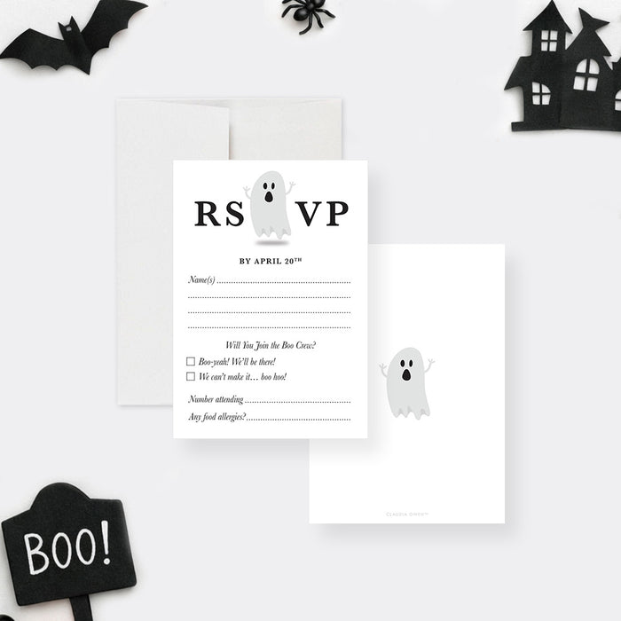 Personalized Cute Ghost Halloween Birthday Party Invitation for Kids