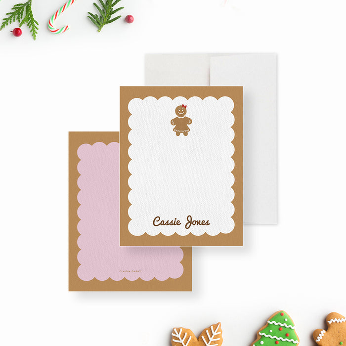 Cute Gingerbread Note Card, Christmas Baby Shower Thank You Card, Personalized Gifts for Cookie Lovers, Gingerbread Stationery Card