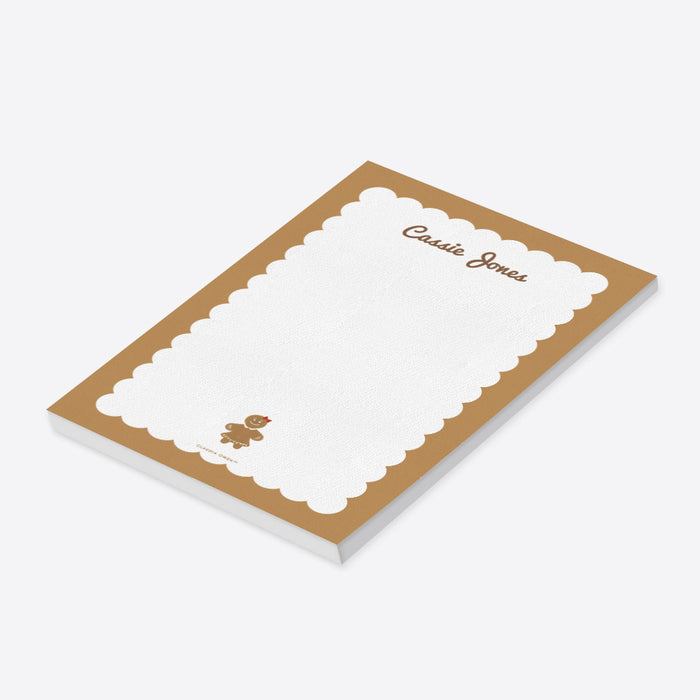 Cute Gingerbread Notepad, Personalized Gifts for Cookie Lovers, Writing Paper Pad for Bakers, Gingerbread Stationery Pad for Kids
