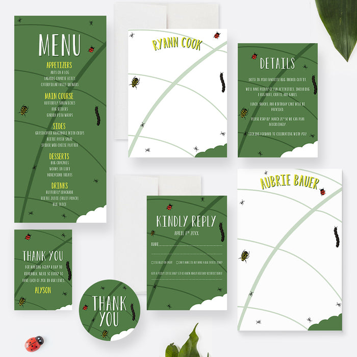 Cute Bug Theme Birthday Party Invitation for Kids, Our Little Bug Birthday Invites, Nature Inspired Invitation for Nature Lover