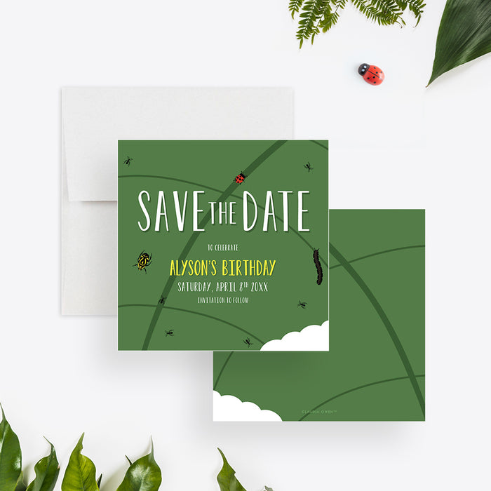 Bug-Themed Birthday Party Save the Date Card for Boys and Girls, Adorable Nature Inspired Save the Date Invite, Insect Save the Dates