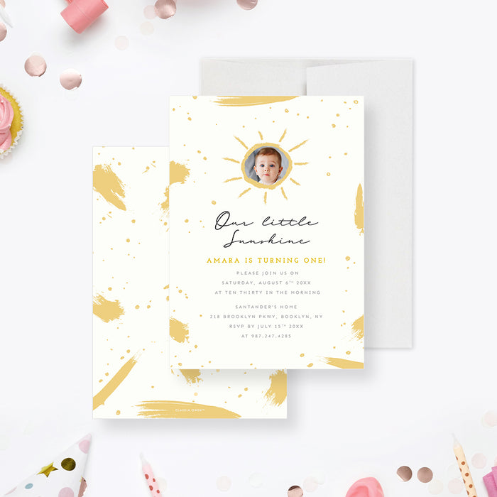Our Little Sunshine Birthday Invitation Card, First Trip Around the Sun Invites, Sun Birthday Invitation for 1st 2nd 3rd 4th 5th Birthday Party for Kids