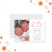 Twin birthday invitation card with “Double the Love” and heart design, featuring a photo of twin babies and customizable party details.-front