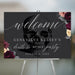Gothic “Death to My 20’s” party welcome sign featuring a black skull and moody floral accents, customizable for milestone celebrations and spooky events.