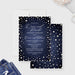 denim and pearls couples shower invitation with dark blue denim-inspired background, pearl accents, and elegant event details-front-back