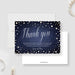 Denim and pearls thank you card template with white script on navy.