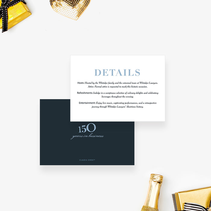 150 Years in Business Celebration, Elegant 150th Company Anniversary Party Invitations, Business Sesquicentenary Invites