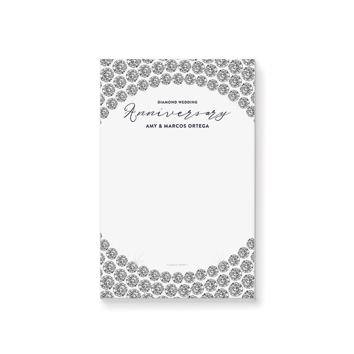 Personalized diamond wedding anniversary notepad with elegant diamond-inspired border