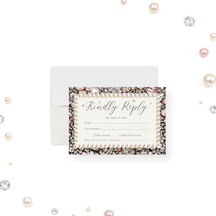 Personalized Diamonds and Pearls Birthday Party Invitation for Women