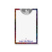 personalized colorful disco Bat Mitzvah notepad with mirrored disco ball and retro rainbow border design