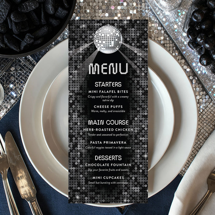 Modern Disco Ball Bar Mitzvah Invitation Black Silver Party Invite