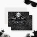 disco ball Bar Mitzvah save the date card with a black and silver party theme-front-back