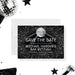 disco ball Bar Mitzvah save the date card with a black and silver party theme-front